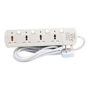 4 Way Universal Power Extension Socket With 3 LED Surge Protection
