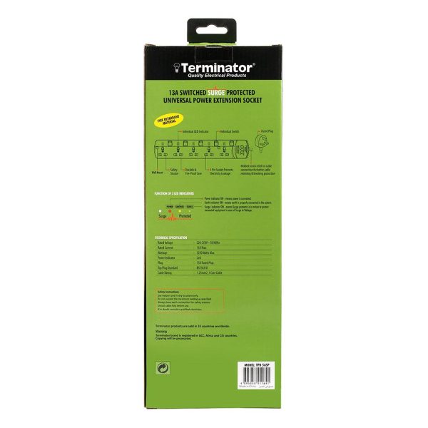 2-NXPowerLite-Copy-440 5 Way Universal Power Extension Socket With 3 LED Surge Protection
