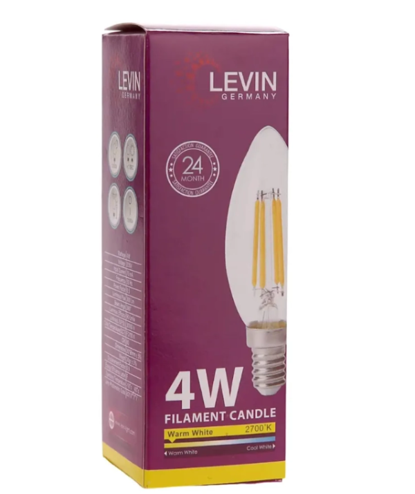 LEVIN LED C37 Fillament Candle bulb E14 Warm Light 4W