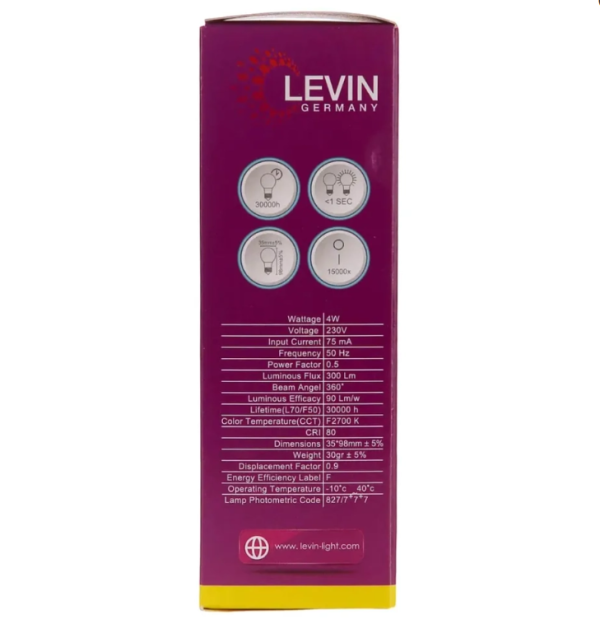 LEVIN LED C37 Fillament Candle bulb E14 Warm Light 4W