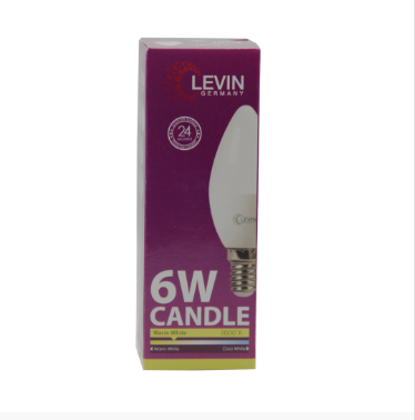 LEVIN LED C37 Candle bulb E14 Warm Light 6W 3000K