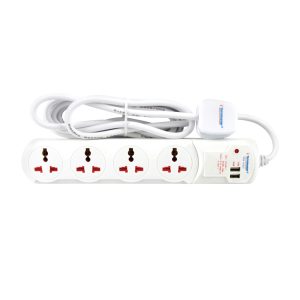 4 Way Universal Power Extension Socket With 2 USB