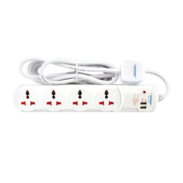TPB-14U2I-3M-a 4 Way Universal Power Extension Socket With 2 USB