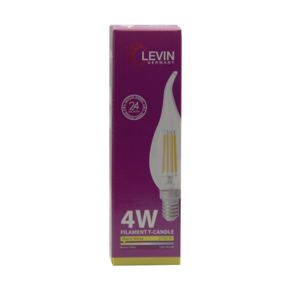 LEVIN LED C37 Fillament Candle bulb W/Tail E14 Warm Light 4W