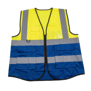 High Visibility Reflective Safety Vest – Yellow & Blue with Zip Front
