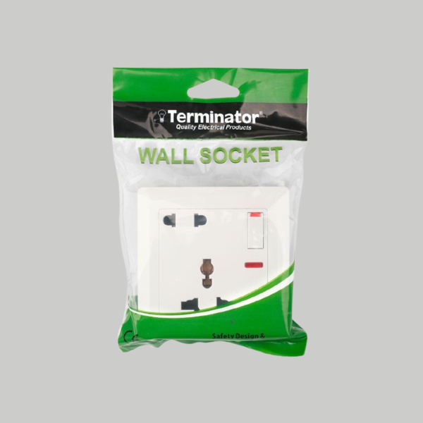 Wall Plate with One Universal Socket & One 2RP Socket with Switch and Indicators