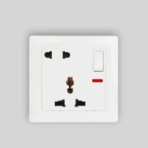 Wall Plate with One Universal Socket & One 2RP Socket with Switch and Indicators