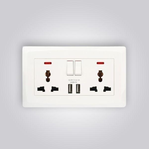 Wall Plate with 2 Universal Sockets